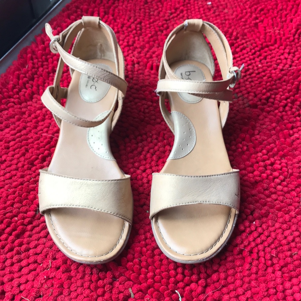 Born Concept b.o.c. Leather ankle strap wedges